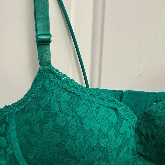 Victoria’s Secret PINK Lace bralette Push up Padded Underwire bra Green  Size XL - Picture 4 of 15